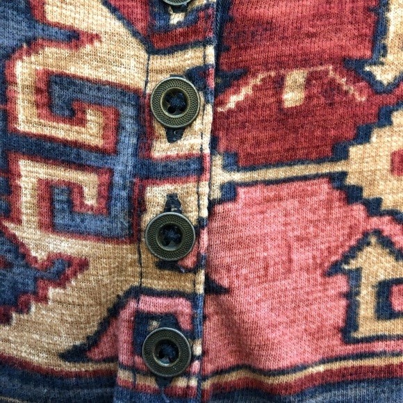 Lauren Ralph Lauren Aztec Henley  3/4 sleeve cotton top Southwestern Size Smalll - Picture 4 of 10